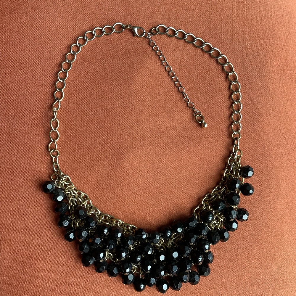 Glam Black Beaded Statement Necklace